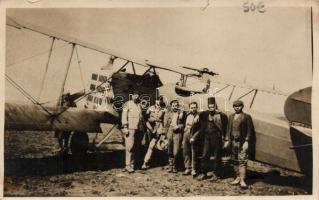 1927 Breguet 14 plane after fire incident, Karbag;  Turkish pilots, photo