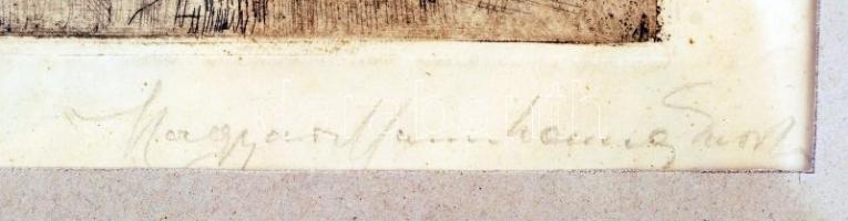 Magyar Mannheimer Gusztáv-Prihoda Istán: Ökrös kocsi. Rézkarc, papír, jelzett, üvegezett keretben, 1...