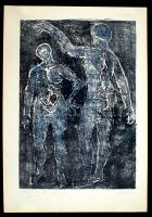 Csorba Simon László (1943-): Integető akt 1980. Monotípia, papír, jelzett, 70×50 cm