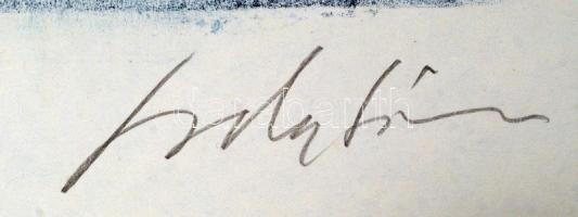 Csorba Simon László (1943-): Mozdulat 1980. Monotípia, papír, jelzett, 70×50 cm