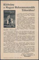 cca 1930-1940 "Kiáltvány a Magyar Reformnemzedék Táborához!", A Magyar Földműves- és Munkáspárt röplapja