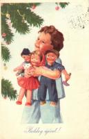 New Year, child with dolls (EK)