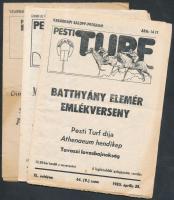 1978-1985 Pesti Turf 3 száma: 1978. szeptember 24. Vasárnapi galopp-program,1985. március 9. szombati ügető program, 1985. április 28. vasárnapi galopp-program.