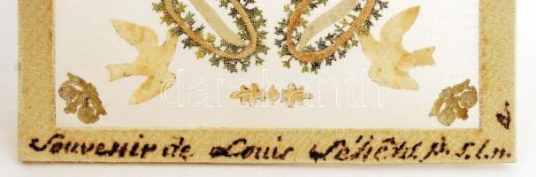 Egyedi készítésű, finom csipke, üdvölő kártya,  hátán felirattal. 7x8cm