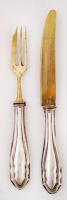Ezüst(Ag) nyelű süteményes szett, 6 db villa, 6 db kés, jelzett, br: 290 g