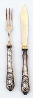 Ezüst(Ag) nyelű süteményes szett, 5 db villa, 6 db kés, jelzett, br: 318 g