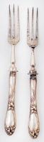 Ezüst(Ag) nyelű süteményes szett, 2 db villa, jelzett, br: 50 g