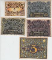 Nagyszőllős 1919. 50f + 1K + 2K + 3K + 5K "Ugocsai Világítási Rt." értékjegy borítékban T:...
