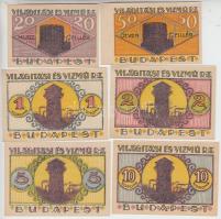 Budapest 1920. 20f + 50f + 1K + 2K + 5K + 10K "Világítási és Vízmű Rt." utalványok boríték...