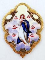 Arany(Au) 14 K keretű porcelán medál, br: 11,5 g