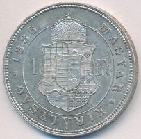 1886KB 1Ft Ag "Ferenc József / Barokk címer" T:2,2- kis ph. Adamo M15