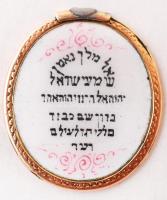 Arany (Au) 18 K keretű judaika témájú porcelán medál, br: 3,9 g