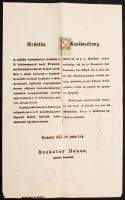 1873 Promontori hirdetmény 1kr előérvénytelenített okmánybélyeggel (Réznyomat 2kr bérmentesítéssel postázva)