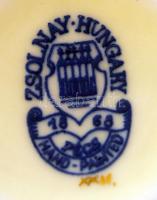 Zsolnay virágmintás mini kaspó, kézzel festett, hibátlan, jelzett, m: 6 cm