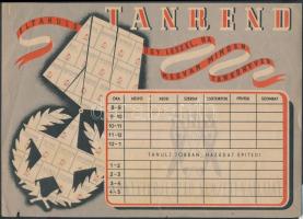 cca 1960 Tanrend: "Éltanuló úgy leszel, ha megvan minden tankönyved" Hátoldalon a Könyvterjesztő Nemzeti Vállalat könyvesboltjai reklám.  20x28,5cm