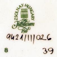 Zsolnay pillangó mintás ékszeres doboz, kézzel festett, hibátlan, jelzett, 10x10 cm