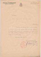 1943 Magyar Vöröskereszt Központi Igazgatóságának Szakács Antal Úrnak címzett levele, melyben sajnálattal értesítik, hogy a közbenjárás ellenére sem vehetnek részt a tervezett hangversenyen.