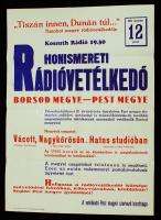 1969 "Tiszán innen, Dunán túl..." Tizenhat megye honismereti rádióvetélkedője, Kossuth Rádió, plakát, 69,5×50 cm