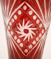 Rubin vörös váza, több rétegű, csiszolt, hibátlan, m: 32 cm