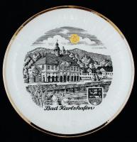 Hutschenreuther Bad Karlshafen aranyozott porcelán tál, hibátlan, jelzett, d: 20 cm