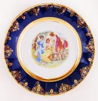 Cseh aranyozott porcelán tányér, matricás, hibátlan, jelzett, d: 25 cm
