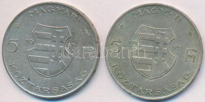 1947. 5Ft Ag "Kossuth" (2x) T:2- Adamo F8.1