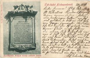 1898 Kolozsvár, emléktábla Mátyás születési házán / birth place of Mátyás, memorial plaque (EK)
