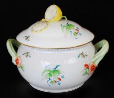 Herendi csipkebogyó mintás hiányos étkészlet, kézzel festett, jelzett, hibátlan, összesen:23 db