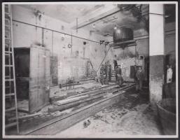 cca 1945 Vasúti építkezés, gyárbelső 4 db fotó 9x12 cm
