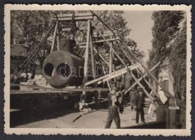 cca 1945 Vasúti és egyéb építkezés 4 db fotó 9x12 cm