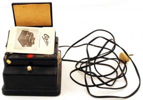 Régi Copirex kézi fénymásoló, a hozzá való fotólapokkal és magyar nyelvű használati utasítással, 19×...