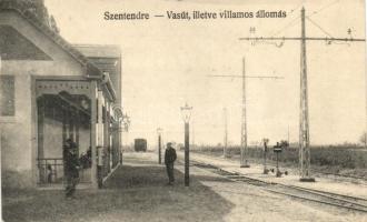 Szentendre - 3 db városképes lap: Leánynevelő Intézet, Dumtsa  Jenő utca, Vasút- és villamos állomás