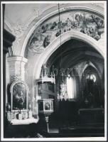 1936 Sevcsik Jenő: Zamárdi, templomrészlet, a szerző által aláírt és feliratozott vintage fotó, 24x18 cm