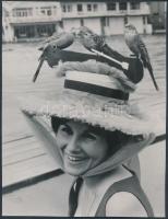 Női kalapok divatja 1920-ban és 1970-ben, 15x10 cm és 23x18 cm