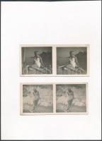 cca 1937 Dr. Csörgeő Tibor (1896-1968): Sztereofotók egy aktmodellről, 2 db jelzetlen képpár a szerző hagyatékából, a fotók mérete 5,5x5,5 cm, papírméret 6x13 cm