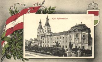 Eger főgimnázium, címer és zászló, floral