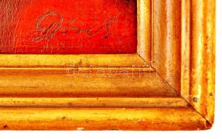 Dőris jelzéssel: Udvari bolond, olaj, fa, fa keretben, 30×23,5 cm