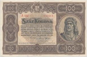 1920. 100K piros sorozat- és sorszám "Orell Füssli Zürich" (3x) T:II,II- Adamo K29