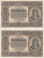 1920. 100K piros sorozat- és sorszám "Orell Füssli Zürich" (3x) T:II,II-
Adamo K29