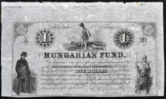 1852. 1$ "A" "Kossuth bankó" piros kézi sorszámozással T:II-  Hungary 1852. 1 Dollar "A" with red serial number C:EF Adamo G117/1b.