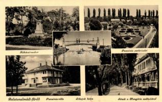 Balatonalmádi-fürdő, Rákóczi szobor, Pannónia villa és park, Sóhajok hídja, Hungária szálloda