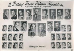 1958 II. Rákóczi Ferenc Katonai Középiskola tanárainak és  végzős növendékeinek kistablója 35 nevesített portréval, 20x29 cm