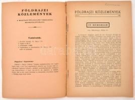 1943 Kéz Andor, Mendöl Tibor (szerk.): Földrajzi Közlemények. Budapest, 1943, Magyar Földrajzi Társa...