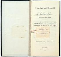 1921 Régi kitöltött budapesti főgimnáziumi értesítő, aláírásokkal