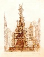 Ludwig Adamus (1912-1980): Patro. Színezett rézkarc, papír, jelzett, üvegezett keretben, 17×13 cm