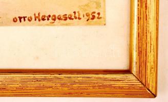 Otto Hergesell: Weissenkirchen. Akvarell, papír, jelzett, üvegezett keretben, 25×17 cm