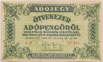 1946. 54db-os vegyes ADÓPENGŐ bankjegy tétel T:vegyes