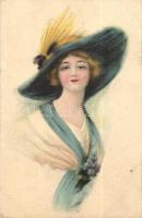 Lady with hat (small tear)