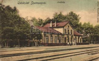 Szenc, Szempcz; Indóház; kiadó Jungkönig, József / railway station