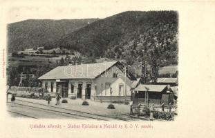 Kisladna, K.O.V. vasútállomás; kiadja Geruska Pál / railway station
